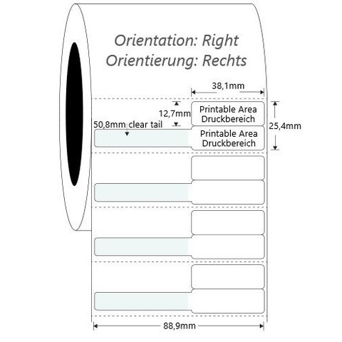 Syringe Labels - 38 x 25.4mm + 50.8mm / Thermal Transfer