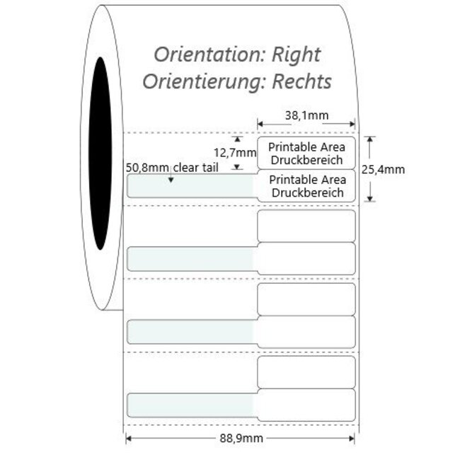 LabID™ Spritzenetiketten - 38 x 25,4mm + 50,8mm / Thermotransfer