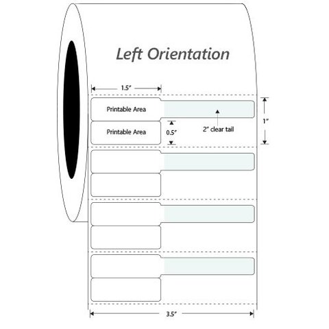 Syringe Labels - 38 x 25.4mm + 63.5mm / Thermal Transfer