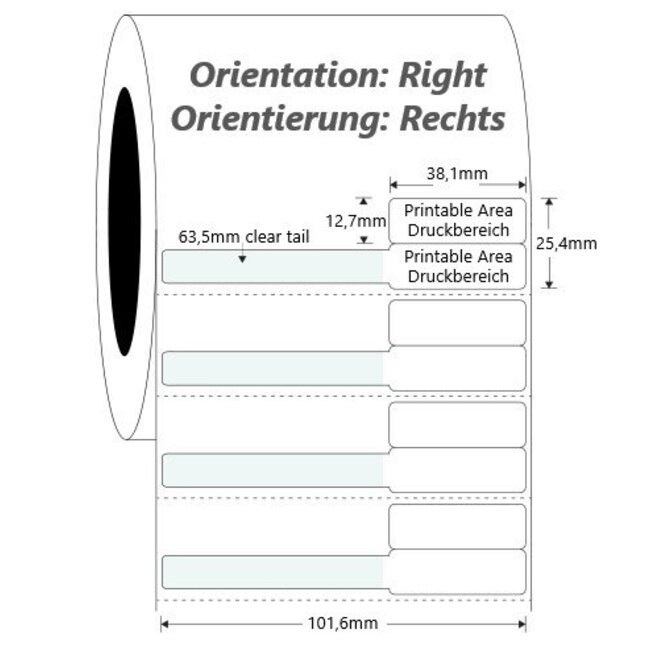 LabID™ Etiketten Voor Injectiespuiten - 38 x 25,4 + 63,5mm / Thermal Transfer