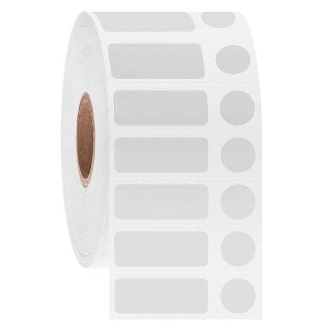 Kryo Barcode Etiketten - 25,4 x 9,5mm + Ø 9,5mm / Thermotransfer