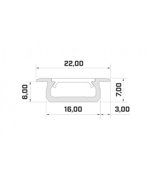 Lumines Aluminium Inbouw Profiel Laag 1 meter