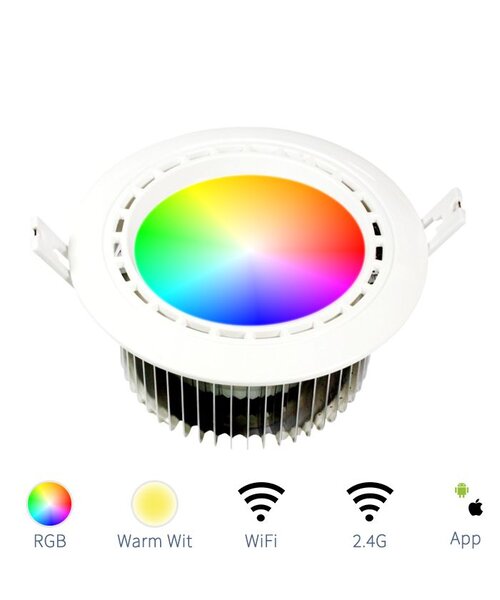 Milight / MiBoxer LED RGBW downlight 12W met driver RGB + Warm Wit