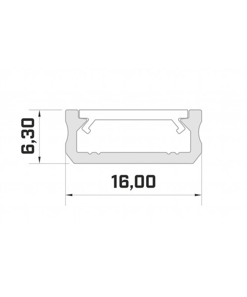 Lumines Aluminium opbouw profiel plat 1 meter