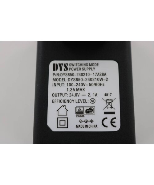 DYS LEDstrip voedingsadapter 24V-2.1A – 50 Watt - TÜV keurmerk - Efficiëntielevel 6