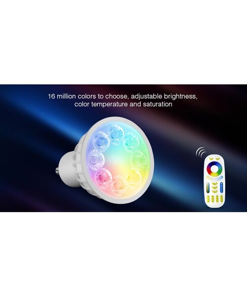 Milight / MiBoxer 4 Watt RGB + Warm Wit en Koud Wit GU10 CCT Dual White Inbouw Spot