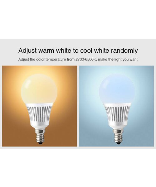 Milight / MiBoxer 5 Watt RGB + Warm Wit en Koud Wit E14 CCT Dual White Lamp