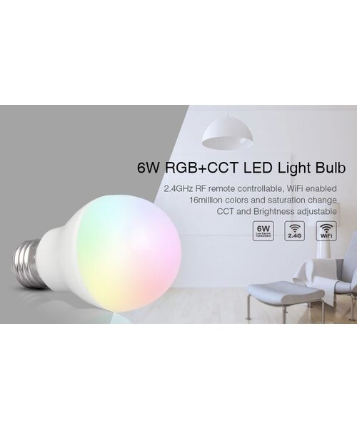 Bombilla Led Wifi MI-LIGHT 6W RGB + CCT 2700k-3500k E27