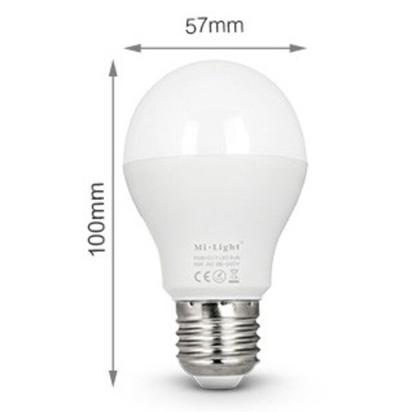 Milight / MiBoxer 6 Watt RGB + Warm Wit en Koud Wit E27 CCT Dual White Lamp