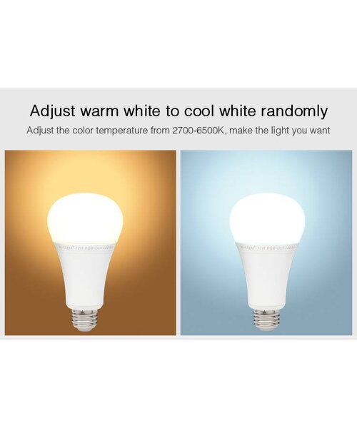 Milight / MiBoxer 12 Watt RGB + Warm Wit en Koud Wit E27 CCT Dual White Lamp