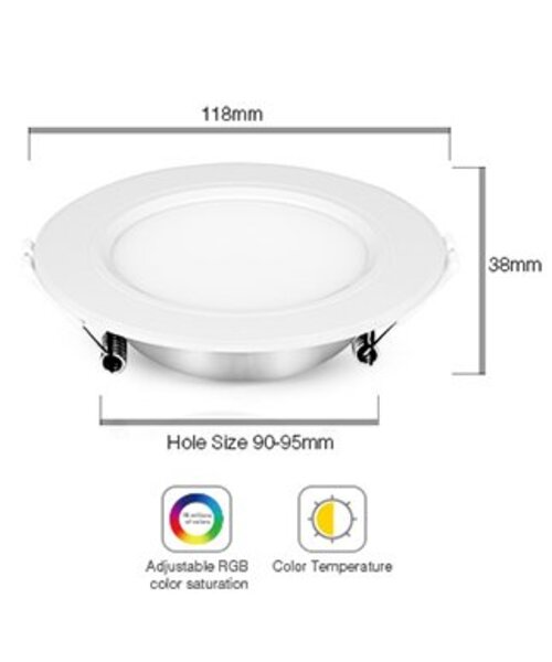 Milight / MiBoxer 6 Watt RGB + Warm Wit + Koud Wit CCT Downlight Dual White