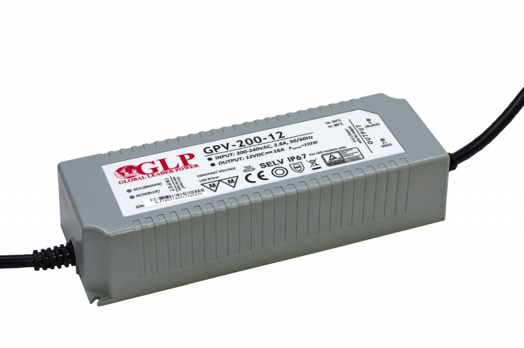 Waterdichte LED Voeding 12V 16A 200W