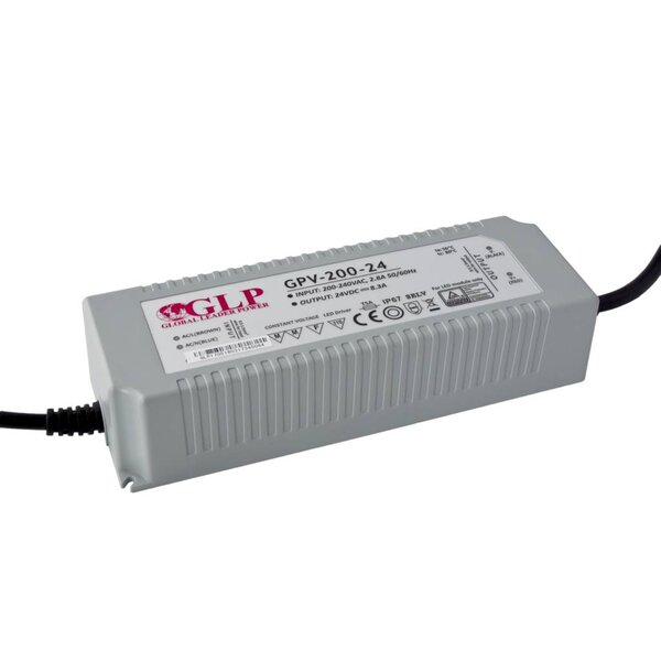 GLP Waterdichte LEDStrip Voedingsadapter 24 Volt 8.3 Ampere Transformator