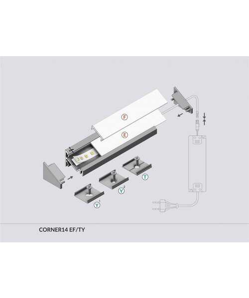 TOPMET 14mm Aluminium hoek profiel 1 meter 60/30 graden Corner14