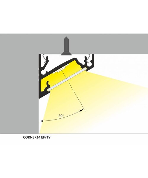 TOPMET 14mm Aluminium hoek profiel 1 meter 60/30 graden Corner14