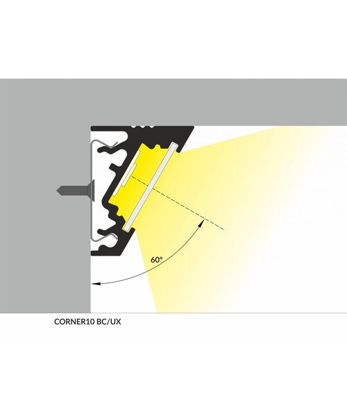 TOPMET Aluminium hoek profiel 2 meter 60/30 graden Corner10