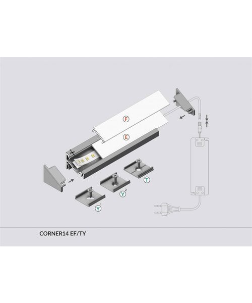 TOPMET 14mm Aluminium hoek profiel 2 meter 60/30 graden Corner14