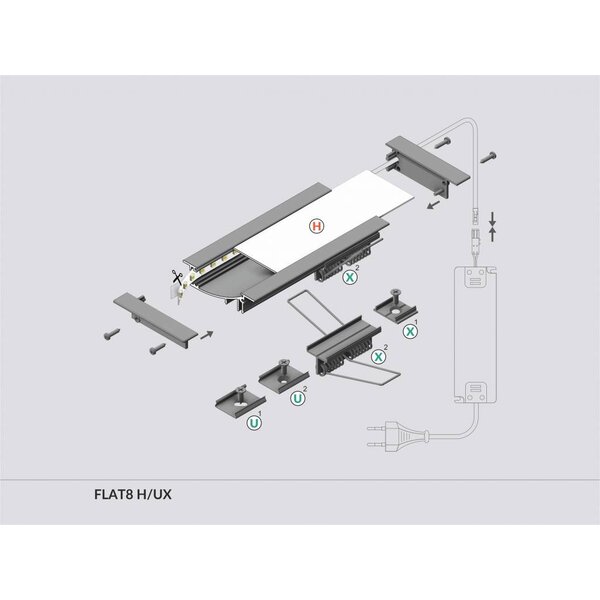 TOPMET Aluminium inbouw profiel met verticale schijnhoek Flat8