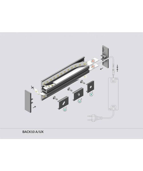 TOPMET Aluminium T profiel 1 meter voor indirect licht Back10