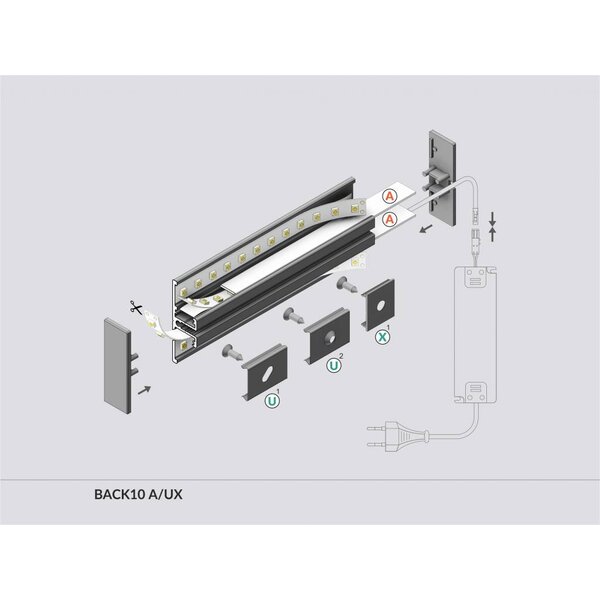 TOPMET Aluminium T profiel 1 meter voor indirect licht Back10