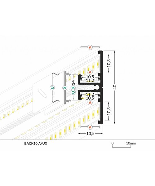 TOPMET Aluminium T profiel 1 meter voor indirect licht Back10