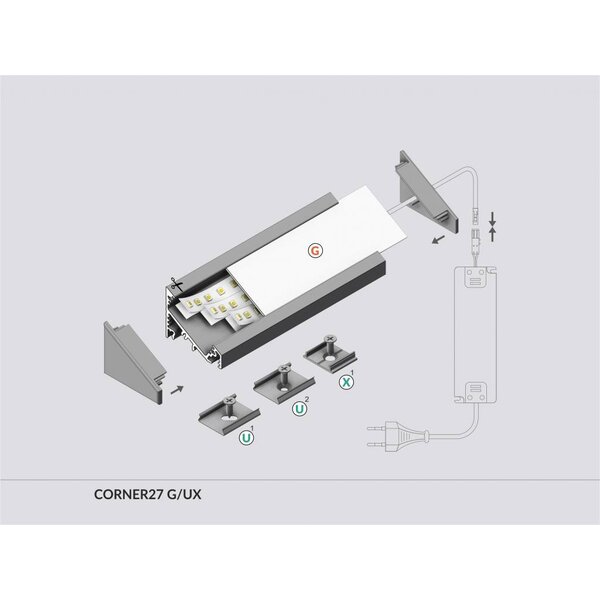 TOPMET XL 27mm Aluminium hoek profiel 2 meter 60/30 graden Corner27