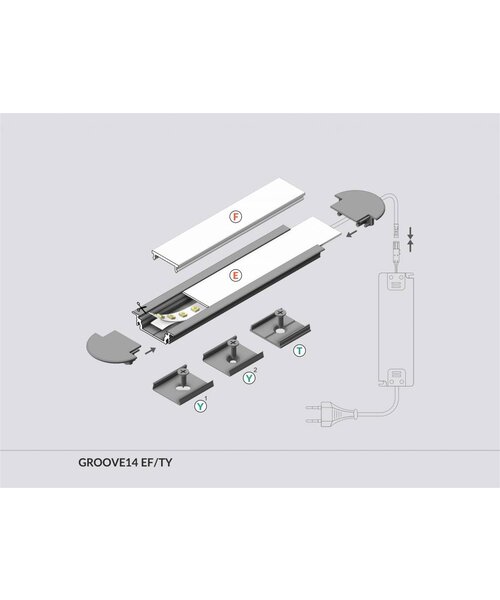 TOPMET Aluminium inbouw profiel 1 meter voor 10mm ledstrips Groove10