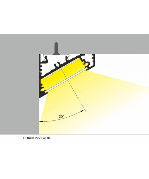 TOPMET XL 27mm Aluminium hoek profiel 1 meter 60/30 graden Corner27