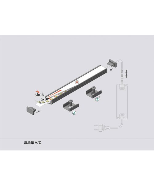 TOPMET Aluminium opbouw profiel SLIM voor 8mm strips 2 meter Slim8