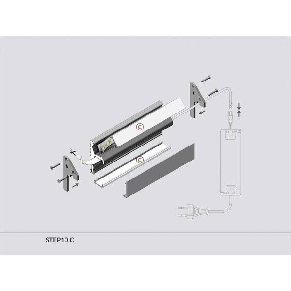 TOPMET Aluminium LED Profiel 1 meter voor traptreden STEP10