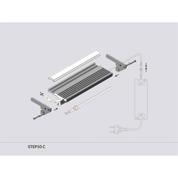 TOPMET Aluminium LED Profiel 1 meter voor traptreden STEP10