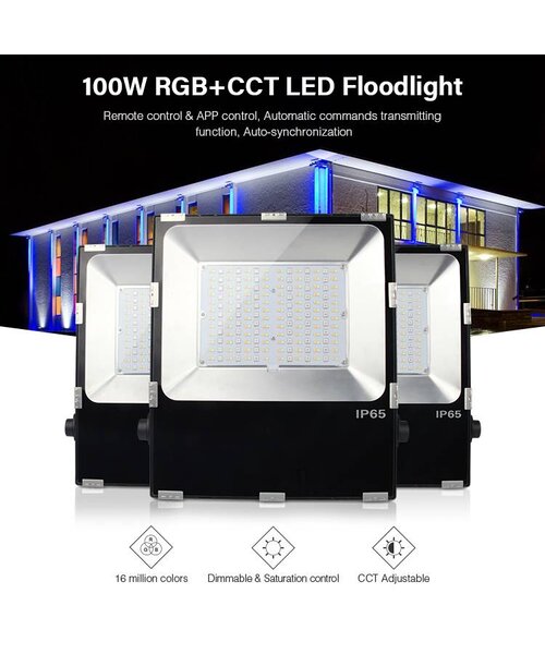 Milight / MiBoxer 100 Watt RGB+CCT LED Floodlight Warm Wit + Koud Wit