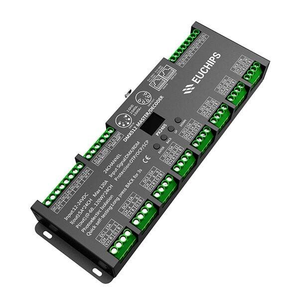 Euchips DMX RGB Master/Decoder 24 kanalen Max 120A 12-24V