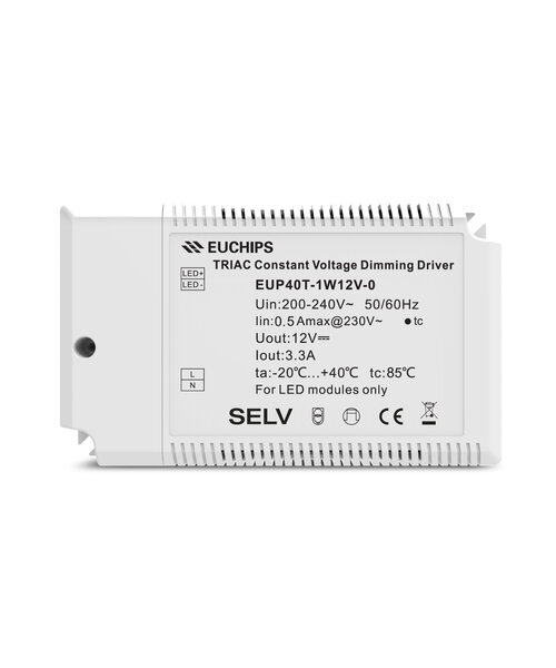 Euchips TRIAC dimbare led driver 12V 40W 3.3A