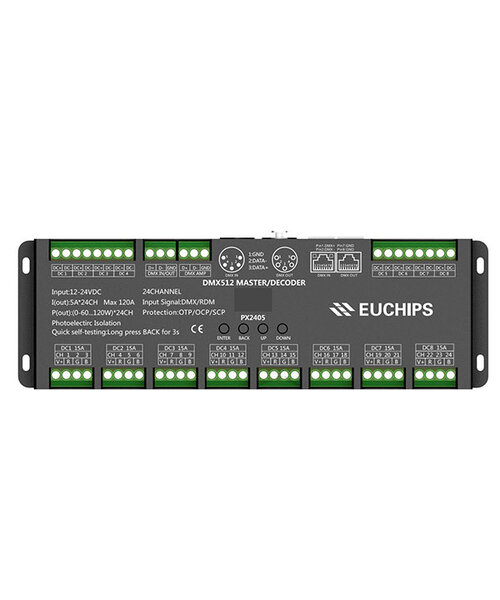 Euchips DMX RGB Master/Decoder 24 kanalen Max 120A 12-24V