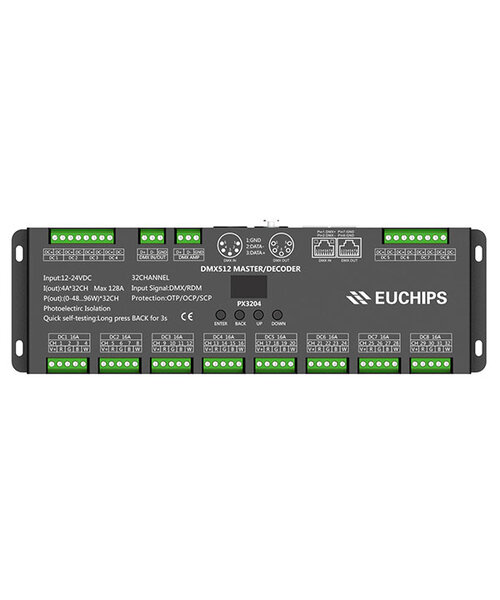 Euchips DMX RGBW Master/Decoder 32 kanalen Max 128A 12-24V