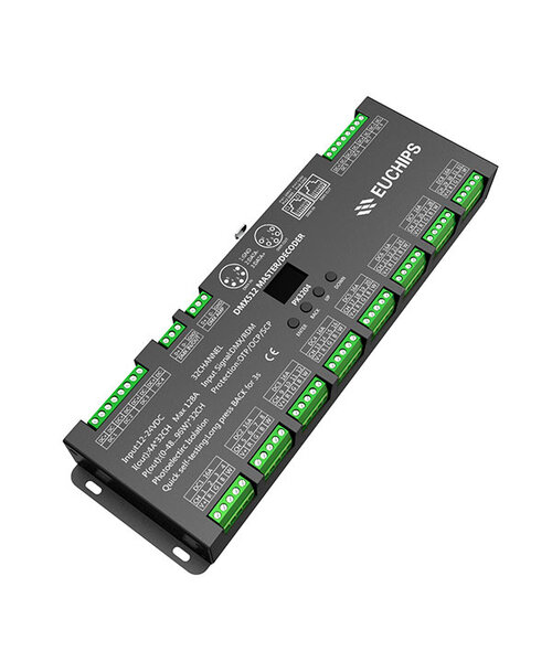 Euchips DMX RGBW Master/Decoder 32 kanalen Max 128A 12-24V