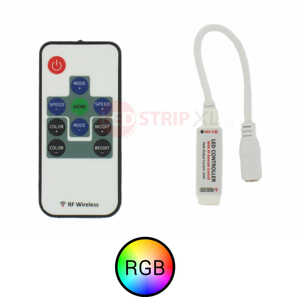 RGB ledstrip Mini RFController en remote set | LEDStripXL - LEDStripXL