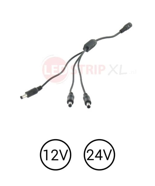 LEDstrip DC voeding splitter 1 x female naar 3x male voor 12 en 24 Volt