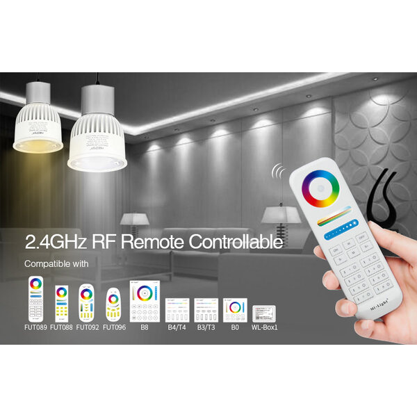 Milight / MiBoxer RGB+CCT LED Spot 6W GU10 met diffuse lens
