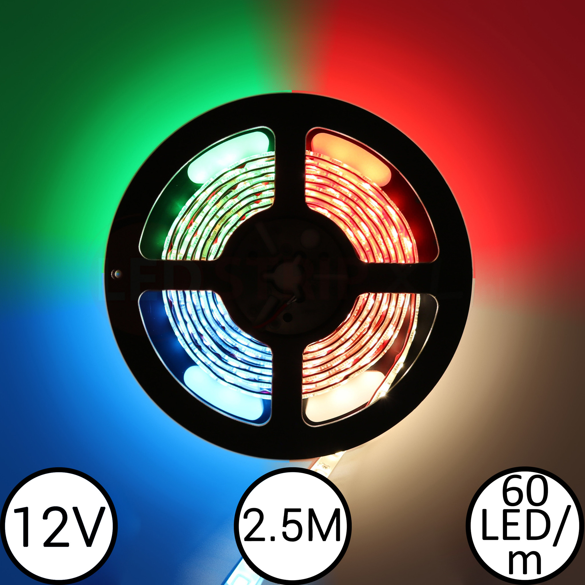 LEDStrip Wit en RGB) 12V 150led ip65 waterdicht - LEDStripXL