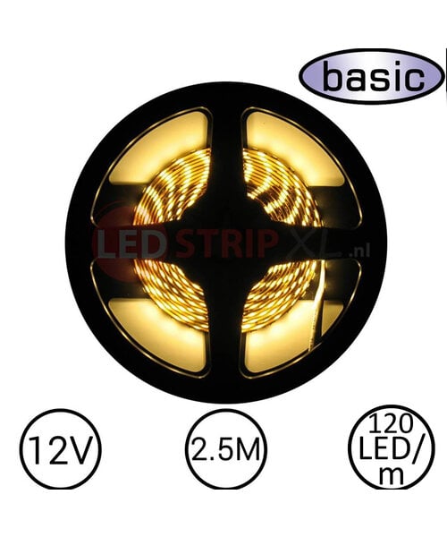 LEDStrip Warm Wit 2,5 Meter 120 LED per meter 12 Volt - Basic