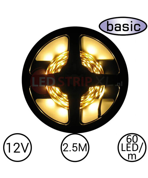 LEDStrip Warm Wit 2.5 Meter 60 LED per meter 12 Volt - Basic