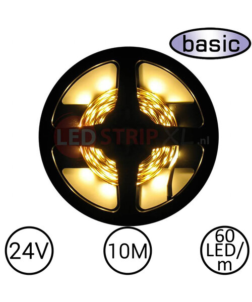 LEDStrip Warm Wit 10 Meter 60 LED per meter 24 Volt - Basic