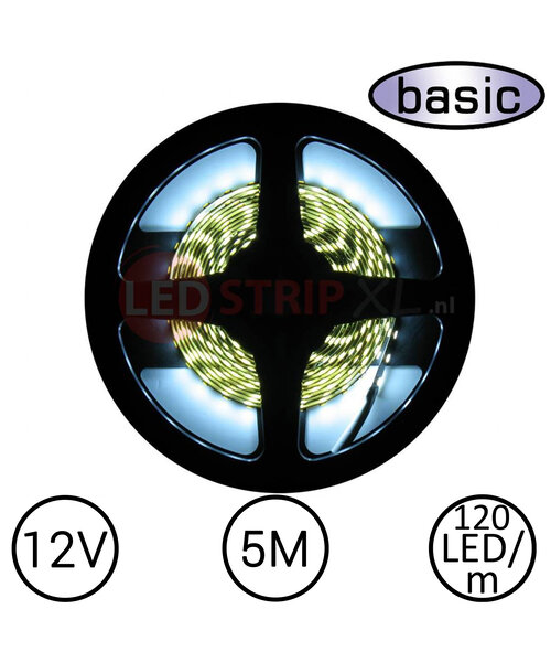 LEDStrip Koud Wit 5 Meter 120 LED per meter 12 Volt - Basic