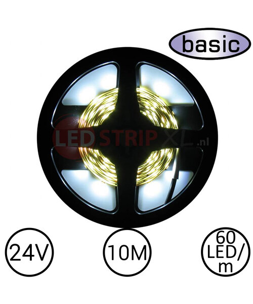 LEDStrip Koud Wit 10 Meter 60 LED per meter 24 Volt - Basic