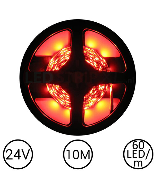 LEDStrip Rood 10 Meter 60 LED per meter 24 Volt