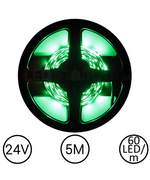 LEDStrip Groen 5 Meter 60 LED per meter 24 Volt