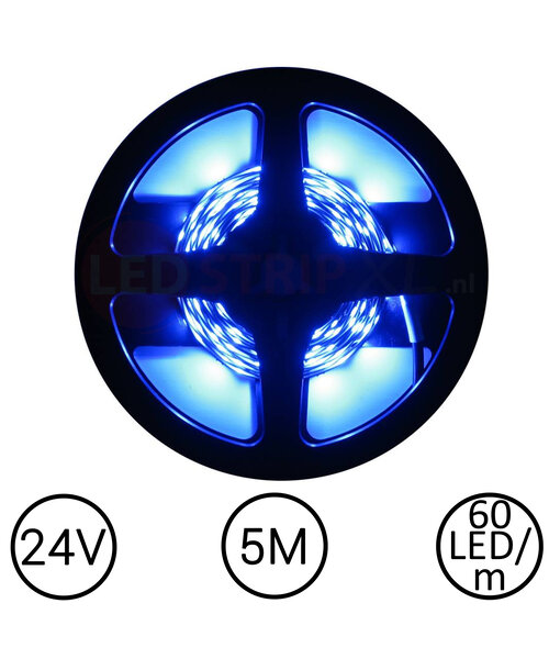 LEDStrip Blauw 5 Meter 60 LED per meter 24 Volt
