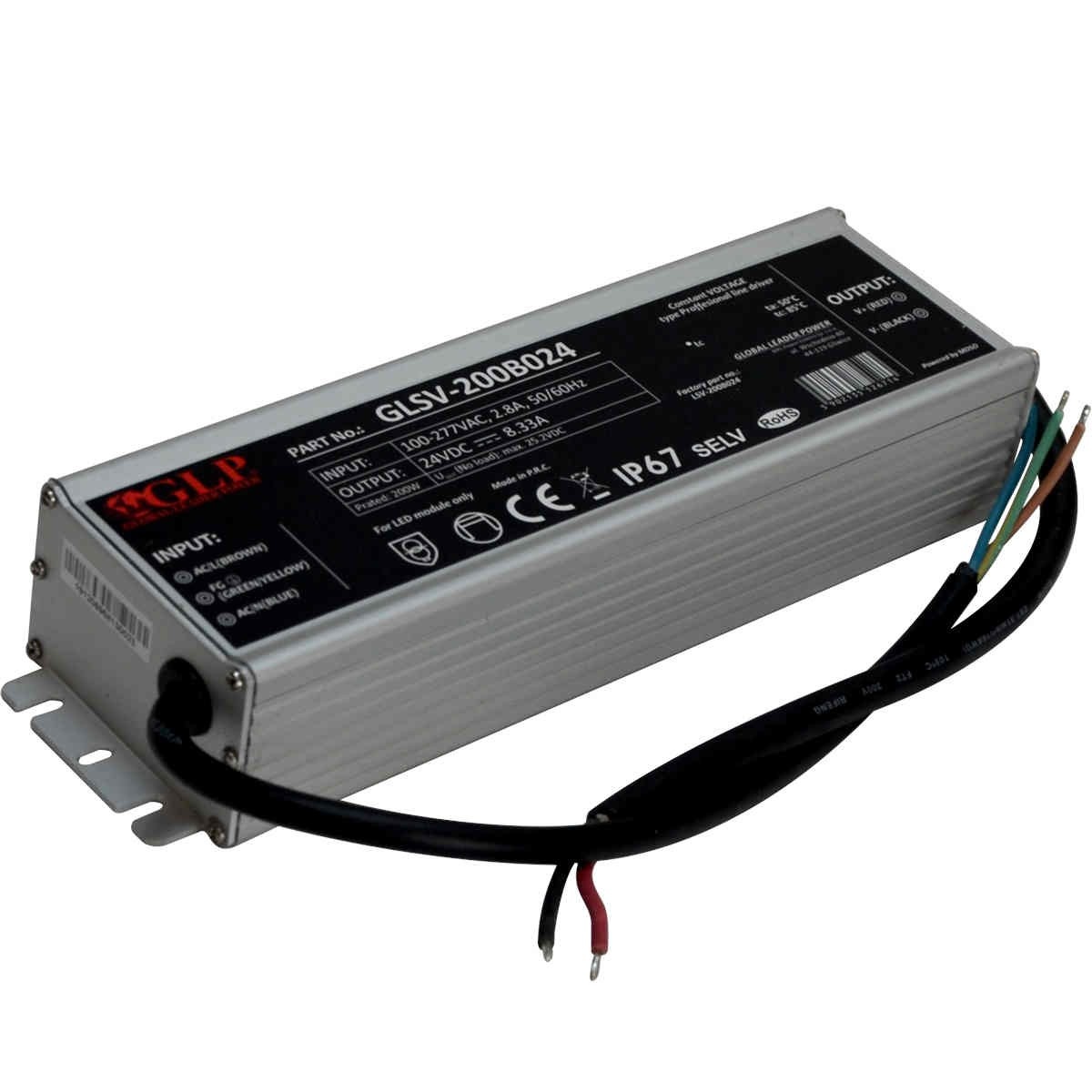 24 Volt 200 Watt IP67 Spatwaterdichte LED Voeding